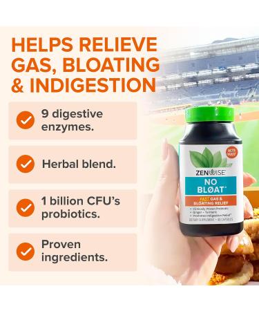 Zenwise Health No Bloat Probiotics for Women and Men Digestive Health with Ginger Dandelion and Lactase Digestive Enzymes for Gas and Bloating Relief - Vegan Water Retention Pills - 48 CT 48 Count (Pack of 1) - Buy Online on GoSupps.com