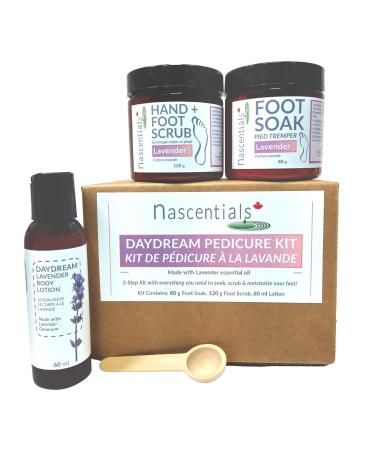 Nascentials Pedicure Kit 3 Step Set - Soak Scrub and Moisturize Your Feet Made With Essential Oils (Lavender Daydream) Gift Set