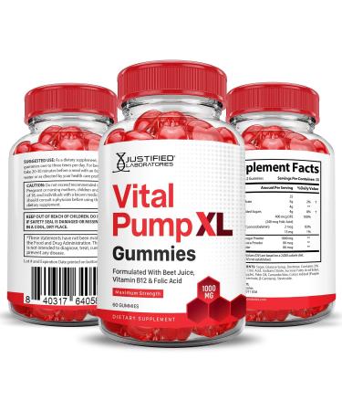 Justified Laboratories Vital Pump XL Performance Gummies 1000MG Advanced Formula Vital PumpXL Formulated with Beet Juice ACV Pomegranate Beet Powder B12 Vegan Non GMO 60 Gummys - Buy Online on GoSupps.com