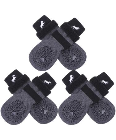 EXPAWLORER 6 Pack Double Sides Anti-Slip Dog Socks - Non-Slip Paw Protection with Adjustable Straps Strong Grips Traction Control for Indoor on Hardwood Floor Wear Black Large - Buy Online on GoSupps.com