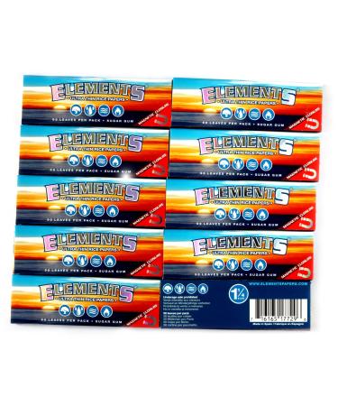 Elements 1.25 1 1/4 Size Ultra Thin Rice Rolling Paper with Magnetic Closure 10 Packs