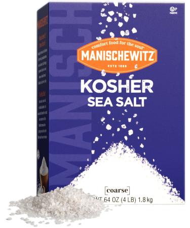 Manischewitz Natural Kosher Salt (4lb Box) | EZ-Pour Spout | 100% Coarse Sea Salt from Sicily Italy | Iodine Free | No Additives or Fillers | Salt Grinder Refill | 25% more than 3lb box - Buy Online on GoSupps.com