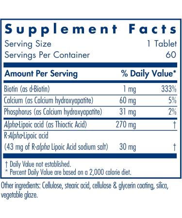 Allergy Research Group ALA Release - Alpha-Lipoic Acid Complex Supplement for Healthy Metabolism | R-Alpha-Lipoic Biotin Calcium | 60 Vegetarian Tablets - Buy Online on GoSupps.com