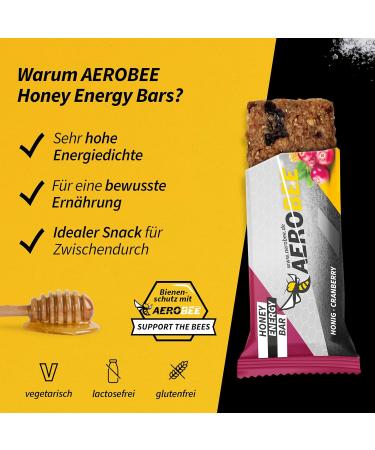 Aerobee Energy Bar - Honey & Cranberry Oat Bar (12x50g) | Sugar-Free Endurance Snack Perfect for Hiking & Meal Replacement - Buy Online on GoSupps.com