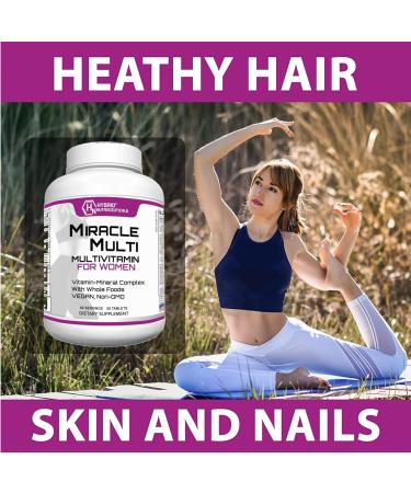 Hybrid Nutraceuticals MiracleMulti Women Multivitamin with Probiotics Biotin Folic Acid Enzymes + Fruit & Vegetable Blend - Immune Support Heart Health Energy: 60 Servings (Non-GMO) 1 - Buy Online on GoSupps.com