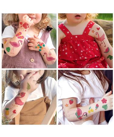 Flamingos Temporary Tattoos Stickers - 250 Pink Love Ice Cream & Summer Styles - Kids Makeup Party Supplies - Buy Online on GoSupps.com