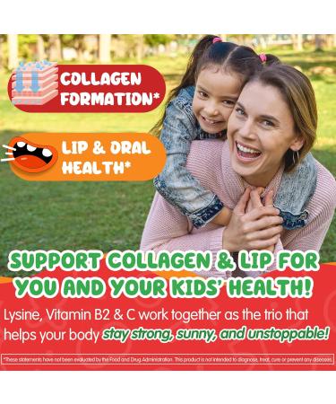 L-Lysine Gummies 500/1000mg with Algae Omega 3, Vitamin B2, D3, K2, C for Kids 9+, Teen & Adult, Lysine Supplement Support Immune, Lip & Oral, Collagen Production, Brain, Bone Health, Sugar Free 1Pack - Buy Online on GoSupps.com