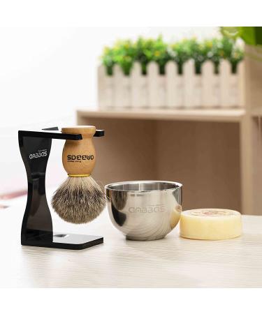 Anbbas 4in1 Pure Badger Hair Shaving Set with Stand, Bowl, and Goat Milk Soap - Buy Online on GoSupps.com