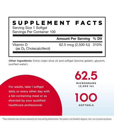 Jarrow Formulas Vitamin D3 2500 IU - 100 Softgels | Boost Immunity & Bone Health - Buy Online on GoSupps.com