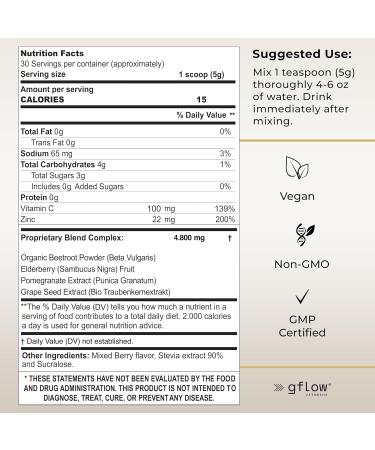 Beet Root Powder - Natural Berry Flavor Nitric Oxide Boost & Heart Health - Non-GMO Superfood Supplement | 30 Servings - Shop Internationally - Buy Online on GoSupps.com