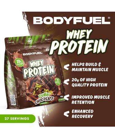 Bodyfuel Whey Protein Powder 900g Poudre Saveur Dubai Chocolate 27 Portions Halal 20g Prot ines par Portion - Buy Online on GoSupps.com