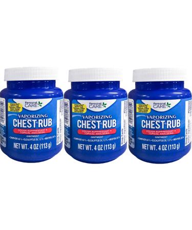Vaporizing Chest Rub Cough Suppressant & Topical Analgesic 4 oz 3 Pack