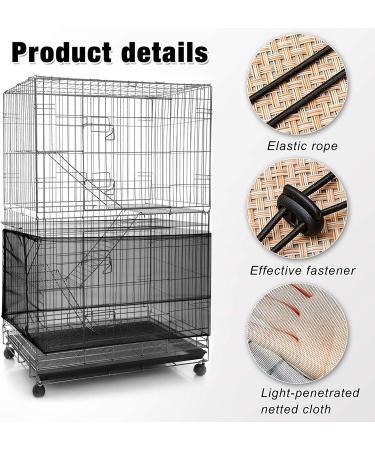 Adjustable Bird Cage Cover Nylon Mesh Netting Seed Catcher for Parrot Macaw - White & Black - 78 x 14.6 Inch - Buy Online on GoSupps.com