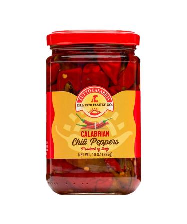 TuttoCalabria Whole Calabrian Chili Peppers in Oil All Natural Non-GMO Product of Italy Retail Glass Jar 10.2 oz