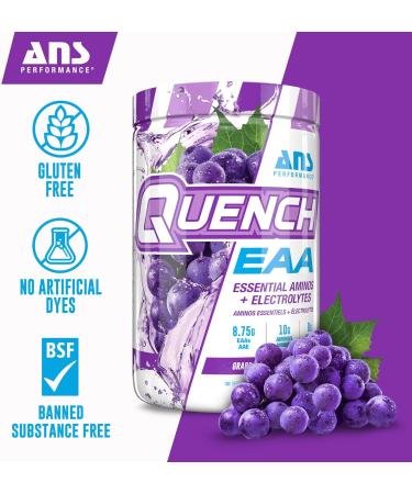 Quench EAA Aminos + Electrolytes - 10g Essential Amino Acids Zero Sugar & Calories Vitamins & Antioxidants - Grape Blast Flavor - International Shipping Available - Buy Online on GoSupps.com