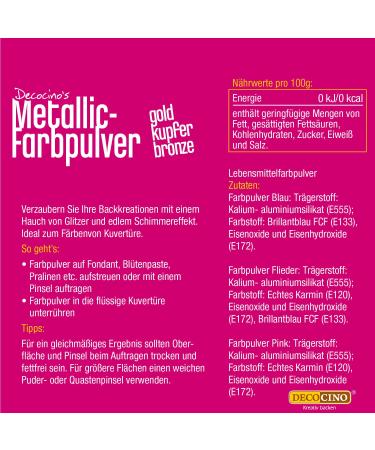 Decocino Metallic Color Pastel - Blue Lilac Pink Food Color Powder | Fondant-Compatible Glitter for Cake Decoration - Buy Online on GoSupps.com
