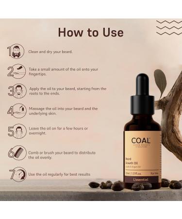 Beard Growth Oil - Strengthens & Moisturizes with Coconut Jojoba Argan Vetiver & Sesame Oils for All Beard Types - Buy Online on GoSupps.com
