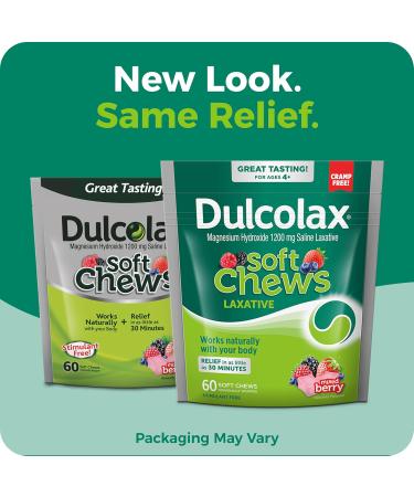Dulcolax Soft Chews Saline Laxative Mixed Berry (60ct) 1200mg + Stool Softener Liquid Gel Capsules (100ct) 100mg - Buy Online on GoSupps.com