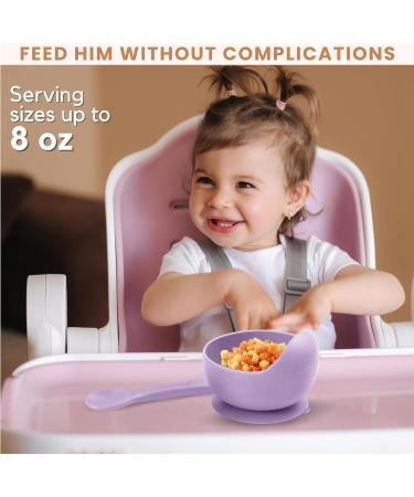 Xabono Baby Plates with Suction | BPA-Free Suction Plates for Easy Feeding | Washable Bowls with Silicone Spoon | Purple Design for First Baby Foods - Buy Online on GoSupps.com