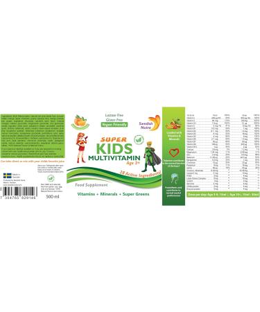Multivitamin super kids from Swedish Nutra Vitamin A B C D E Calcium Magnesium Children - Buy Online on GoSupps.com