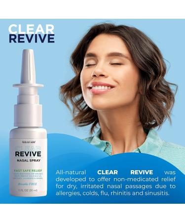 Clear Revive Nasal Spray: Fast Relief for Allergies, Sinus Irritation, Dryness & Mucus - Non-Drowsy, No Dependency - Adult (1pk) - Buy Online on GoSupps.com