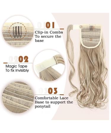 Tess Ponytail Extension - 40cm Ashblond Balayage Wavy Braid | 90g Long Hair Extension (#16P613) - Buy Online on GoSupps.com