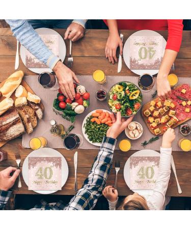 40 Pink Napkins for 40th Birthday Celebration | 40 Pieces 33x33cm Paper Napkins for Party Decorations - Buy Online on GoSupps.com