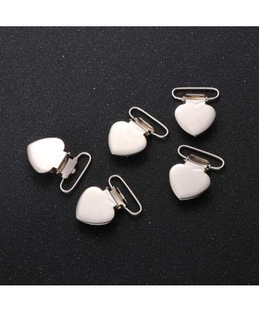 20pcs Heart Shaped Silver Pacifier Suspender Clips for Baby Teething Toys - 4 * 3cm - Buy Online on GoSupps.com