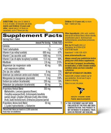 Airborne 1000mg Vitamin C with Zinc Effervescent Tablets Immune Support Supplement with Powerful Antioxidants Vitamins A C & E - 10 Fizzy Drink Tablets Zesty Orange Flavor (Zesty Orange (Pack of 3)) - Buy Online on GoSupps.com