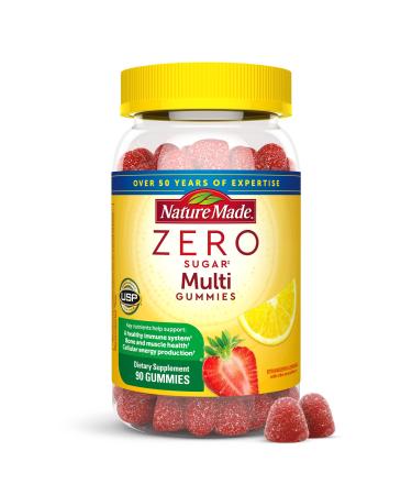 Nature Made Zero Sugar Multivitamin Gummies Mens & Womens Multivitamins Daily Nutritional Support Vitamin and Mineral Supplement Aspartame Free 90 Gummies 45 Day Supply