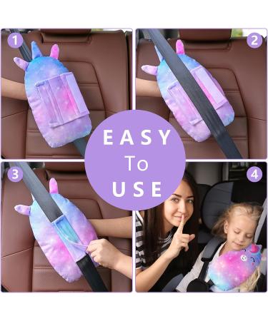 Basumee Unicorn Seat Belt Covers for Kids - Seatbelt Pillow & Head Support for Child | Multi-Coloured - Buy Online on GoSupps.com