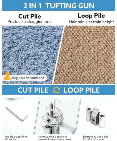 Riiai 2-in-1 Rug Tufting Gun Machine with Starter Kit - AK-III, Speed Adjustment, 360 Handle - Blue | Perfect for Beginners in Rug Making - Buy Online on GoSupps.com