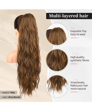 FLUFYMOOZ 26 Inch Dirty Blonde Ponytail Extension - Long Curly Wavy Drawstring Hairpiece for Women - Synthetic Hair for Daily Use & Parties - Buy Online on GoSupps.com