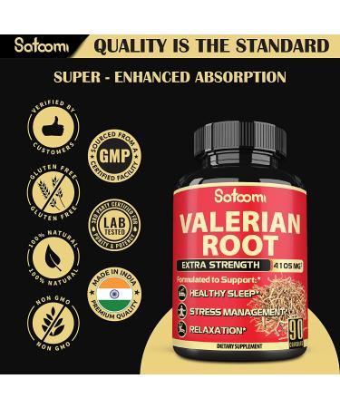 Valerian Root Extract Capsules - 4105mg, 90 Vegan Caps, 3-Month Supply - Natural Relaxation, Joyful Mood & Sleep Support - Buy Online on GoSupps.com
