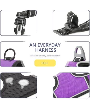 Adjustable No-Pull Dog Harness for Small Dogs - Breathable & Reflective - Purple XS (Chest 33-43cm) - Heele - Buy Online on GoSupps.com