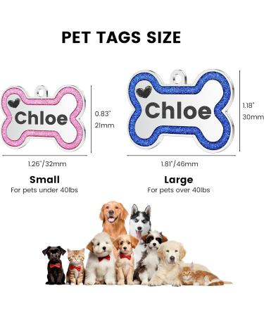 Yhananti Personalized Dog ID Tag - Engraved Glitter Bones Pendant for Small to Medium Dogs - Custom Stainless Steel Dog Tag with Name Phone & Address (Black Small) - Buy Online on GoSupps.com