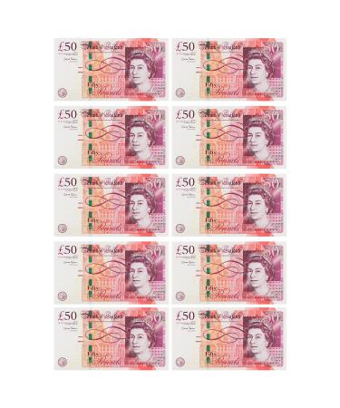 50 Pound Notes Pre-Cut Edible Money Wafer Rice Paper Cupcake Toppers Cake Decoration x 10