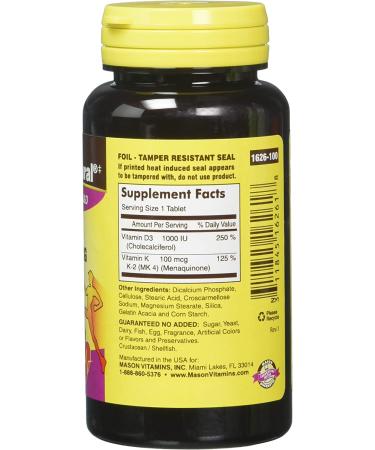 Mason Natural Vitamin K2 + D3 - 100 mcg, 100 Tablets | Supports Bone Health & Immune Function - Buy Online on GoSupps.com