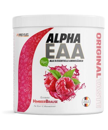 Alpha Eaa Pulver 462g raspberry shower - incredibly delicious EAA drink powder all 8 essential amino acids vegan Eaas amino acids/amino workout drink optimal value made in germany raspberry Brause 462 g (1 Pack)