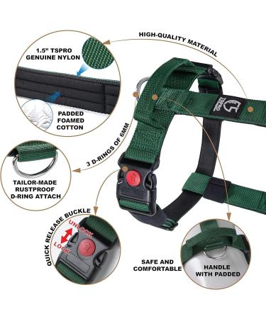 Buy Tspro Tactical Dog Harness with Handle - Military Quality 3.3cm Wide Thick Padded Quick-Release Snap - Ideal for Small Dogs (14-23kg) - Green - Buy Online on GoSupps.com