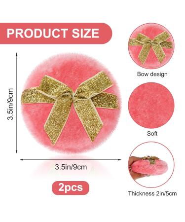 Sibba Large Fluffy Powder Puff Set - 2 Ultra Soft Washable Velour Makeup Tools with Golden Bow | Reusable Face Cushions for Women | Ideal for Wet & Dry Application - Buy Online on GoSupps.com