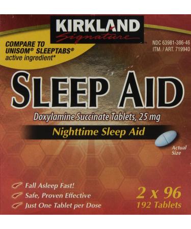 Kirkland Signature Nighttime Sleep Aid (Doxylamine Succinate 25 mg), 192 Tablets - Buy Online on GoSupps.com