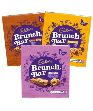 Cadbury Brunch Bar Bundle - Delicious Chocolate Cereal Snack Bars with Choc Chip Raisin and Peanut Flavours - Great Cereal Bar Assortment (3 Boxes) - Exclusive to ClickwithNik