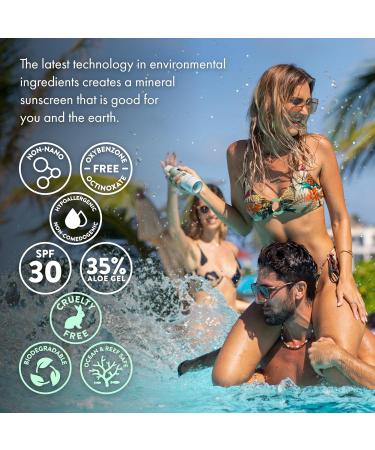 Aloe Up Continuous Mineral Sunscreen Spray SPF 30 - Alcohol-Free Broad Spectrum UVA/UVB Sunscreen Protector for Face and Body - With Gen2 Zinc Oxide and Aloe Vera - Dries Clear - Reef Safe - 4.5 Oz SPF 30 Spray Mineral Suns  - Buy Online on GoSupps.com