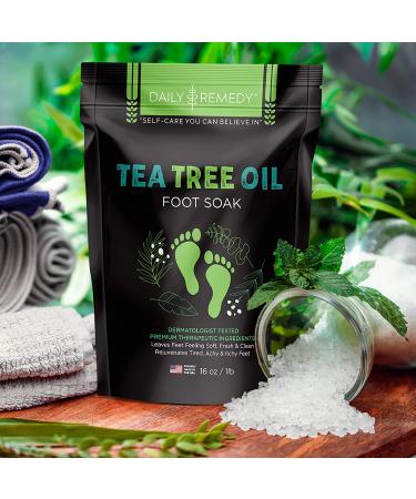 Tea Tree Oil Foot Soak with Epsom Salt - Made in USA | For Toenail Athletes Foot & Stubborn Odor | Softens Calluses, Soothes Sore Feet | 16 oz - Buy Online on GoSupps.com