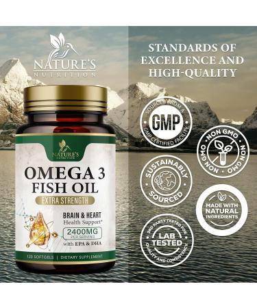 Omega 3 Fish Oil Supplements 2400 mg - Triple Strength Omega3 - EPA & DHA with Essential Fatty Acids - Natural Immune Brain & Heart Health Support - Burpless Lemon Flavor Wild Caught - 120 Softgels 120 Count (Pack of 1) - Buy Online on GoSupps.com