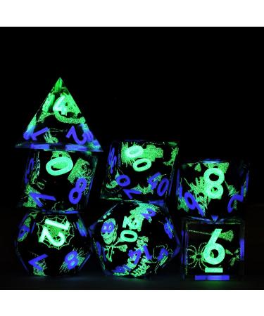 Halloween Glow in The Dark Layered Theme Dice Set - MINI PLANET DND Polyhedral Sharp Galaxy Handmade Crafted Dice (Halloween DICE 3) - Buy Online on GoSupps.com
