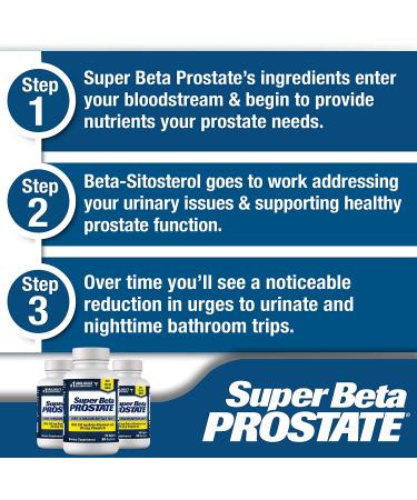 Super Beta Prostate Supplement for Men - Reduce Bathroom Trips Day & Night | Promote Sleep and Healthy Prostate - 180ct (3 Bottles) - Buy Online on GoSupps.com
