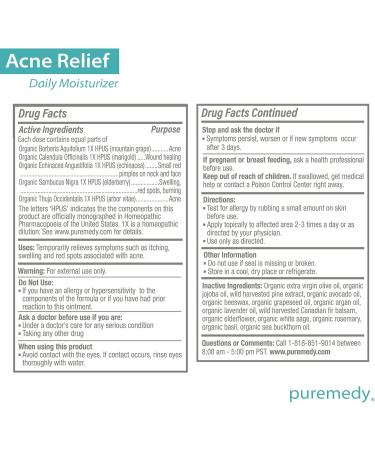 Puremedy Acne Relief Night Balm | All-Natural Homeopathic Salve with Hemp Oil for Clear Skin | 1 oz Jar - Buy Online on GoSupps.com