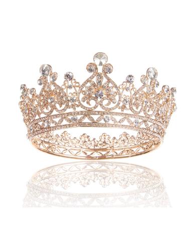 SH Crowns for Women Rose Gold Crystal Crown and Tiaras Pageant Headbans Hair Accessories for Wedding Prom Party Halloween Costume Christmas Gifts
